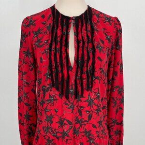 Zadig & Voltaire women's size M Remus print dress in red with black floral